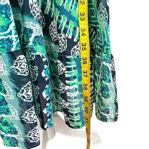 Rabbit Rabbit Rabbit Dress Womens SZ 12 Navy Blue Green Flowy Midi Boho 70's - Picture 13 of 13